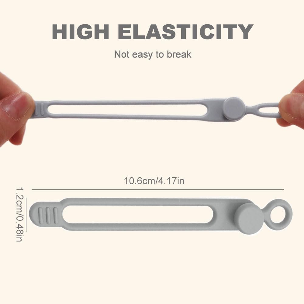 20pcs Data Cable Organizer, 2025 New Silicone Cable Ties Cable Management Organizer, 106mm Reusable Cord Organizer, Colorful Wire Organizers for Cords (20)