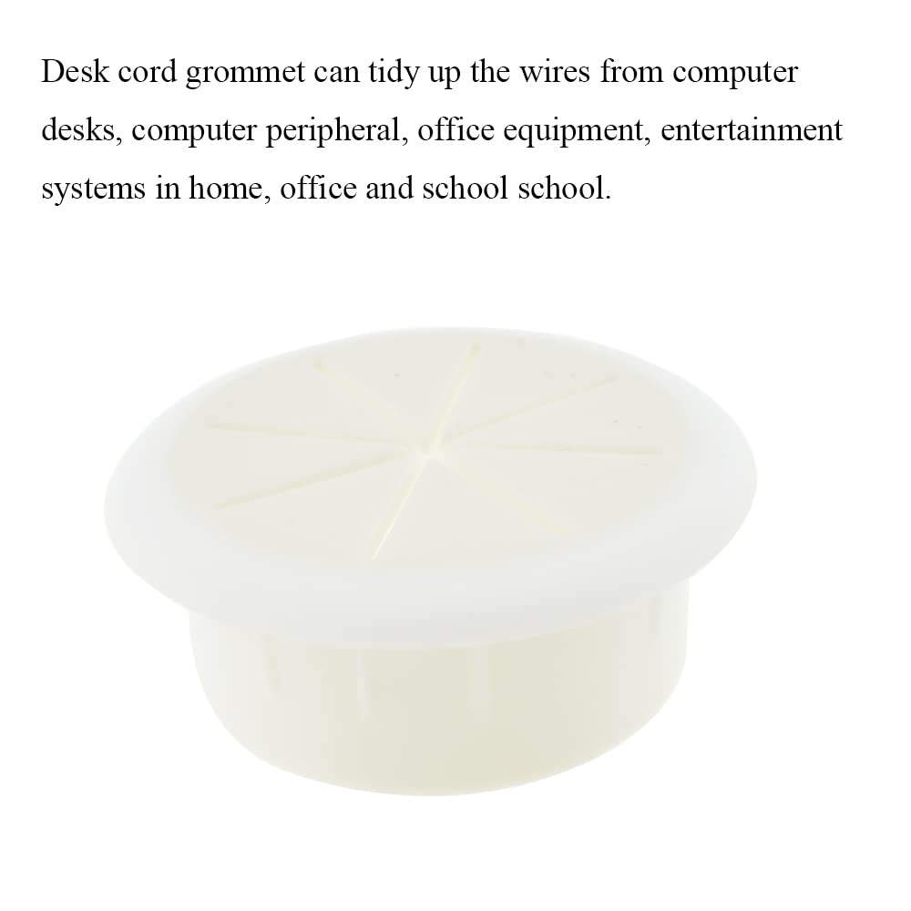 HAHIYO 2Pcs 2Inch/50mm White ABS Plastic Eight-petaled Desk Grommet Wire Grommet Cable Management Cord Hole Cover Desk Wire Hole Insert Wire Organizer for Computer Office Home School Equipment Systems