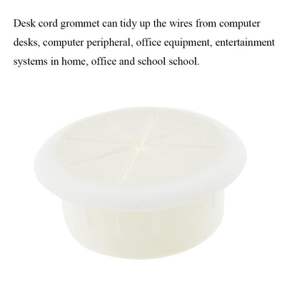 HAHIYO 2Pcs 2Inch/50mm White ABS Plastic Eight-petaled Desk Grommet Wire Grommet Cable Management Cord Hole Cover Desk Wire Hole Insert Wire Organizer for Computer Office Home School Equipment Systems