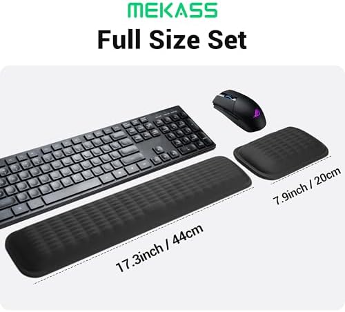 MEKASS Ergonomic Wrist Rest for Keyboard and Mouse, Soft Memory Foam Keyboard Wrist Rest Set with Non-Slip Silicone Base, Easy Typing, Pain Relief, Comfort for Office, Work, Gaming (Blue)