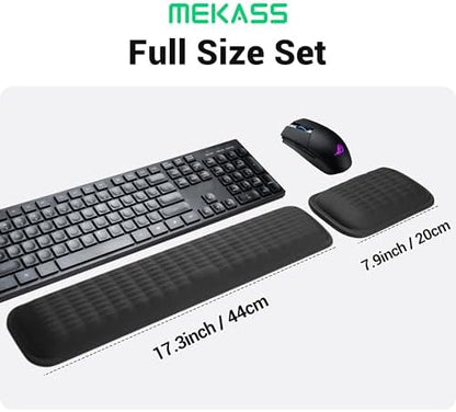 MEKASS Ergonomic Wrist Rest for Keyboard and Mouse, Soft Memory Foam Keyboard Wrist Rest Set with Non-Slip Silicone Base, Easy Typing, Pain Relief, Comfort for Office, Work, Gaming (Pink)