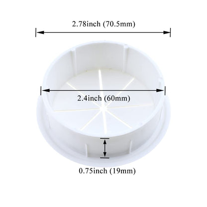 HAHIYO 2Pcs 2.4Inch/60mm White ABS Plastic Eight-petaled Desk Grommet Wire Grommet Cable Management Cord Hole Cover Desk Wire Hole Insert Wire Organizer for Computer Office Home School Equipment