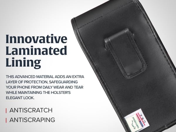 Turtleback Belt Holder for iPhone 16 Pro Max, 15 Pro Max, 14 Pro Max -Small- Fits w/Slim MagSafe Style Cases, Premium Black Leather Vertical Belt Holster Magnetic Closure Leather Wrapped Clip