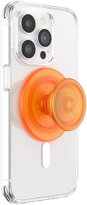 PopSockets Phone Grip for MagSafe with Kickstand, Magnetic Stand, Swappable Top, Secure Hold for iPhone MagSafe Cases, Phone & Tablet Grip - Orange Zest