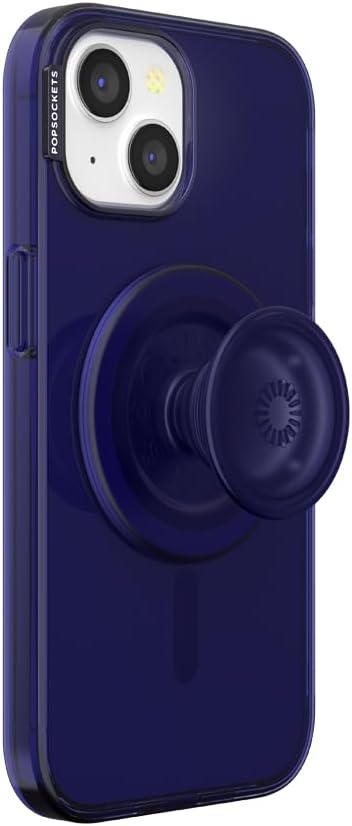 PopSockets iPhone 15 Case with Phone Grip and Slide Compatible with MagSafe, Phone Case for iPhone 15, Wireless Charging Compatible - French Navy
