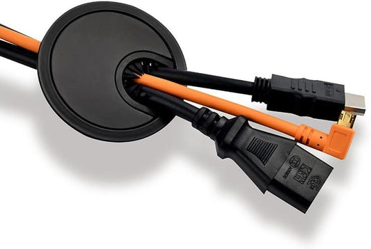 Desk Grommet for Wire Organizer,PC Computer Desk Plastic Grommet Cord, Tidy Cable Hole Cover Organizers,2 Pack (53mm, Black)