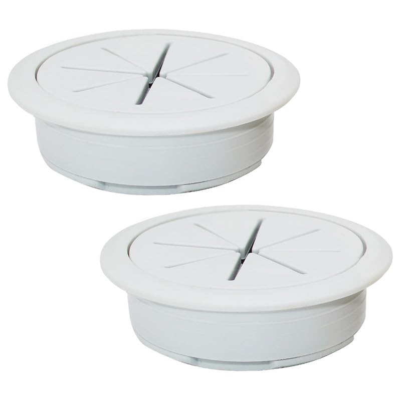 2 Pcs Desk Grommet 3-1/8" / 80 mm, Desk Hole Cover for Cables Grey, Cable Grommet ABS Plastic, Desk Hole Grommet for Home & Office Pc, Detachable Cable Cord Organizer