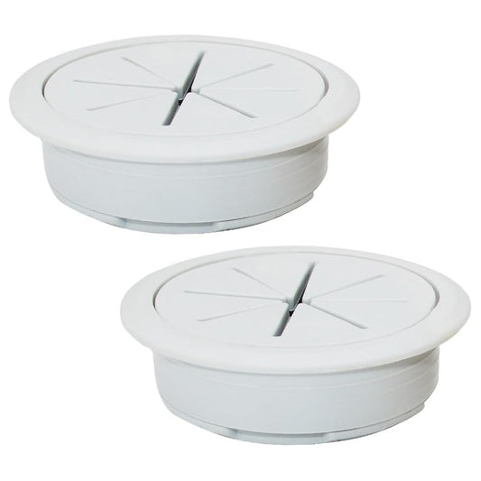 2 Pcs Desk Grommet 3-1/8" / 80 mm, Desk Hole Cover for Cables Grey, Cable Grommet ABS Plastic, Desk Hole Grommet for Home & Office Pc, Detachable Cable Cord Organizer