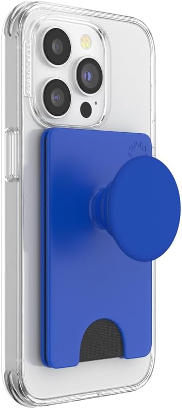 PopSockets Phone Wallet with Expanding Kickstand, Phone Card Holder - Cobalt