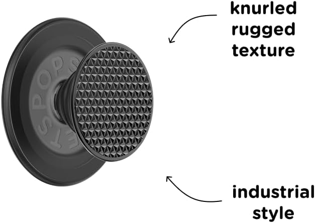 PopSockets Phone Grip for MagSafe with Kickstand, Magnetic Stand, Swappable Top, Secure Hold for iPhone MagSafe Cases, Phone & Tablet Grip - Alum Triangle Knurled Black