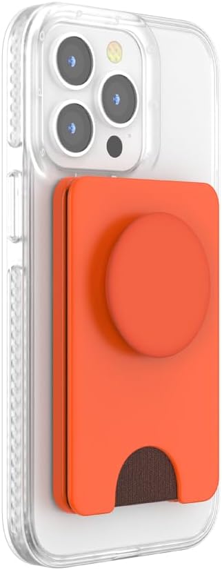 PopSockets Phone Wallet with Expanding Grip and Adapter Ring for MagSafe, Phone Card Holder, Wireless Charging Compatible, Wallet Compatible with MagSafe - Persimmon