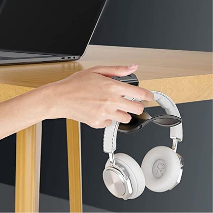 2-Pack Headphone Stand Hanger Wall Hooks, Save Space Headset Stand Holder for Universal Gaming Headset Airpods Max Sony Bose Beats, Strong Adhesive with Screws, White