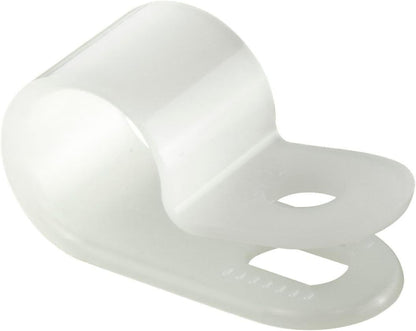 GTSE White Nylon Plastic Cable Clamps, 3/8" Screw Mounts for Cable, Rope, Tube Management, 100 Pack