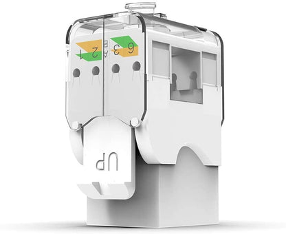 AMPCOM CAT6 Keystone Jack Tool-Less RJ45 UTP, No Punch-Down Tool Required Module Coupler 12-Pack White