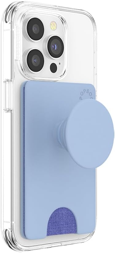 PopSockets Phone Wallet with Expanding Kickstand, Phone Card Holder - Cornflower Blue