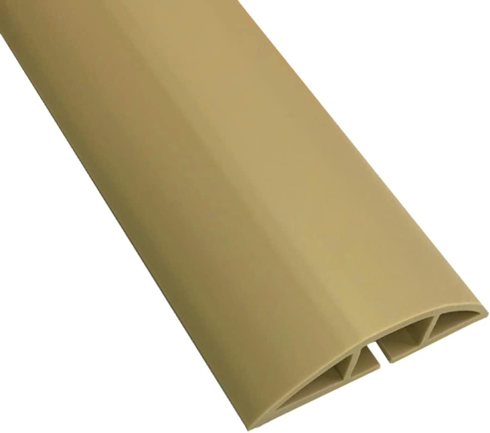 Kable Kontrol Floor Cord Cover kit - 15 Feet Long Tan Plastic Cable Protector, Hides Cords and Conceals Wires, for Extension Cord Cable Management, Channel Size 0.75” W x 0.43” H