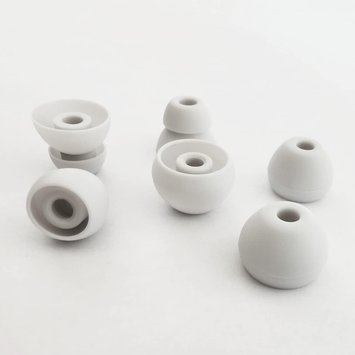 Silicone Earbuds Tips for Powerbeats Pro, Powerbeats 4 & 2 & 3 Beats Flex Replacement Eartips 8 Pairs L/M/S Double Flange Rubber Powerbeats Ear Tips Gray White