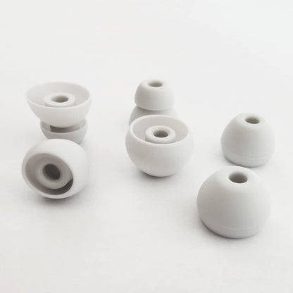 Silicone Earbuds Tips for Powerbeats Pro, Powerbeats 4 & 2 & 3 Beats Flex Replacement Eartips 8 Pairs L/M/S Double Flange Rubber Powerbeats Ear Tips Gray White