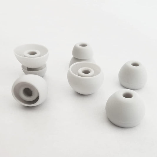 Silicone Earbuds Tips for Powerbeats Pro, Powerbeats 4 & 2 & 3 Beats Flex Replacement Eartips 8 Pairs L/M/S Double Flange Rubber Powerbeats Ear Tips Gray White