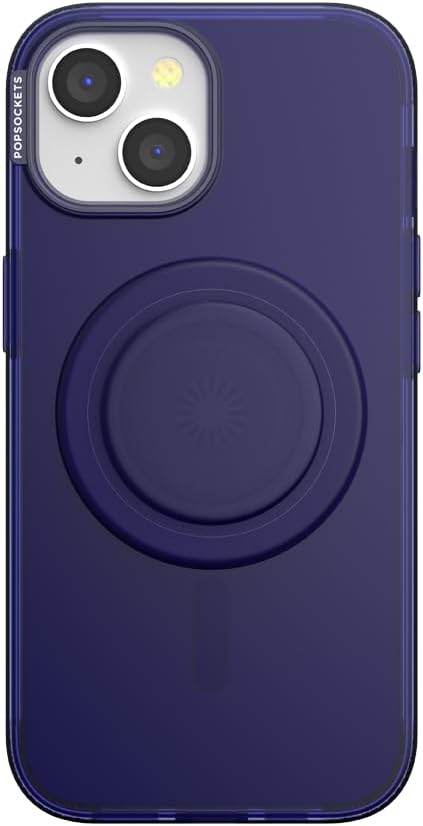 PopSockets iPhone 15 Case with Phone Grip and Slide Compatible with MagSafe, Phone Case for iPhone 15, Wireless Charging Compatible - French Navy