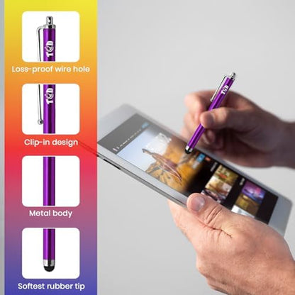 TCD 100 Pack Capacitive Universal Stylus Pens – Premium Colorful Long Metal Smart Pen for iPad, iPhone, Android, Samsung Tablet & All Touchscreen Devices