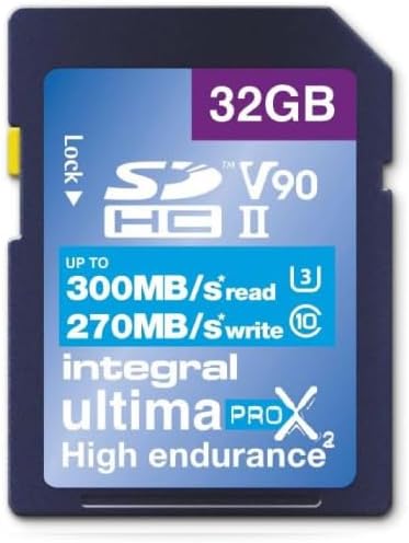 Integral 32GB UHS-II SD Card V90 Up to 300MBs Read and 270MBs Write Speed 1866X SDHC Professional High Speed Memory Card