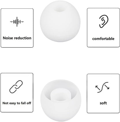 36 Pieces Large Earbud Tips Soft and Comfortable Silicone Earbud Tips Ear Bud Replacement Pieces Silicone Fit Most in-Ear Headphones，Inner Hole 3.8mm -5.5mm，Large White Earbuds Silicone Tips