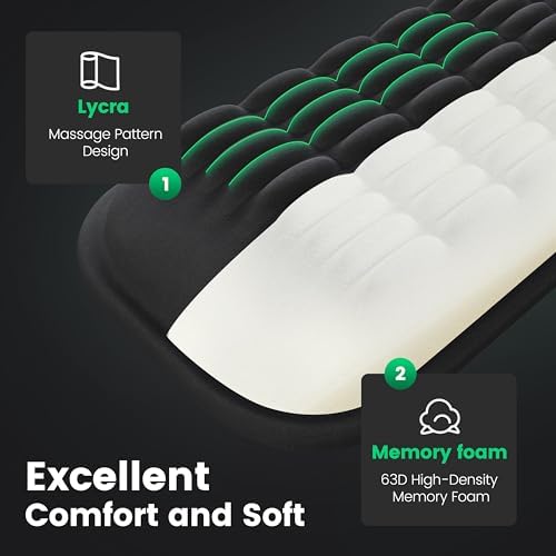 MEKASS Ergonomic Wrist Rest for Keyboard and Mouse, Soft Memory Foam Keyboard Wrist Rest Set with Non-Slip Silicone Base, Easy Typing, Pain Relief, Comfort for Office, Work, Gaming (Light Gray)