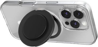 PopSockets Kick-Out Grip for MagSafe, Phone Grip with Built-in Phone Stand, Adjustable Kickstand for Portrait or Landscape, Strong Magnetic Hold, Wireless Charging Compatible - Black