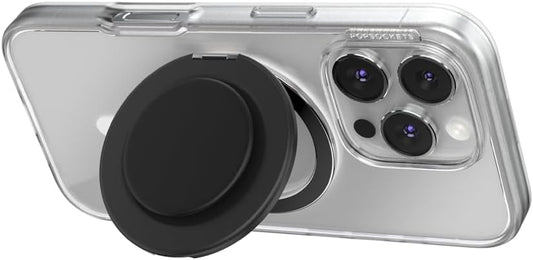 PopSockets Kick-Out Grip for MagSafe, Phone Grip with Built-in Phone Stand, Adjustable Kickstand for Portrait or Landscape, Strong Magnetic Hold, Wireless Charging Compatible - Black