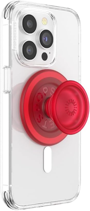 PopSockets Phone Grip for MagSafe with Kickstand, Magnetic Stand, Swappable Top, Secure Hold for iPhone MagSafe Cases, Phone & Tablet Grip - Blanchette Red