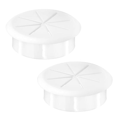 2-3/8" White Desk Grommet, JTemgle Flexible Cable Grommet Rubber Cable Hole Cover Wire Organizer Caps Desktop Cord Management for Home Office TV Stands Tabletops, 2 Pieces