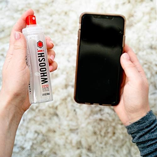 WHOOSH! Screen Shine Duo XL - Screen Cleaner Spray and Wipe for Eyeglasses, Phone & Laptop - Removes Fingerprints - Includes 3.4 oz + 1 oz Leak-Free Bottles & 2 Microfiber Cloths for Home & Travel