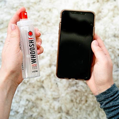 WHOOSH! Screen Shine Duo XL - Screen Cleaner Spray and Wipe for Eyeglasses, Phone & Laptop - Removes Fingerprints - Includes 3.4 oz + 1 oz Leak-Free Bottles & 2 Microfiber Cloths for Home & Travel