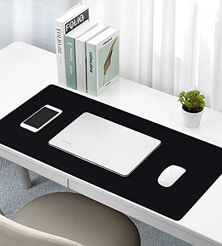 KINGFOM Desk Pad Office Desktop Protecter, PU Leather Desk Mat Blotters Organizer with Comfortable Writing Surface (47.2" x 23.6", Black+Red)