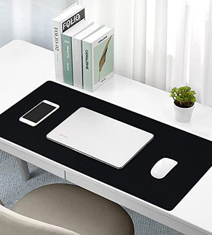 KINGFOM Desk Pad Office Desktop Protecter, PU Leather Desk Mat Blotters Organizer with Comfortable Writing Surface (47.2" x 23.6", Black+Red)