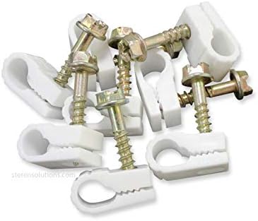 STEREN Coaxial Cable Clips - Cable Holder - Wire Clips - Siding Clips for Hanging - Cord Holder for Desk - Cable Clamps (White, 200 Count - Single Screw)