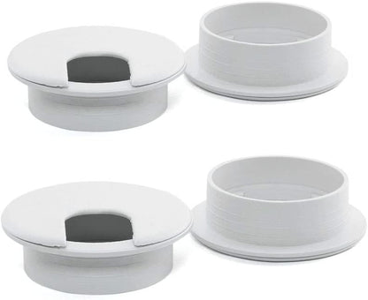 4pcs 2 Inch Desk Wire Cord Cable Grommets Hole Cover for Office PC Desk Cable Cord Organizer Plastic Cover (White-4Pcs)