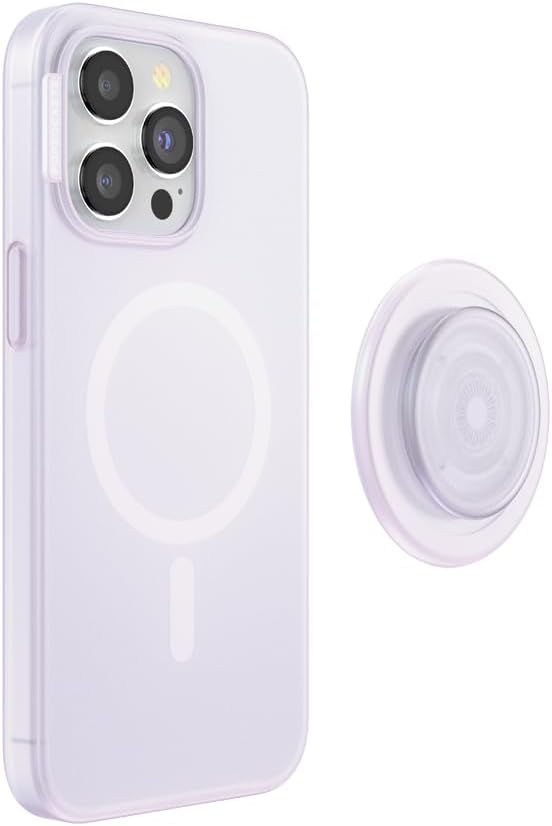 PopSockets iPhone 15 Pro Max Case with Round Phone Grip Compatible with MagSafe, Phone Case for iPhone 15 Pro Max, Wireless Charging Compatible - White Opalescent