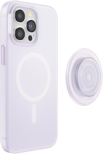 PopSockets iPhone 15 Pro Max Case with Round Phone Grip Compatible with MagSafe, Phone Case for iPhone 15 Pro Max, Wireless Charging Compatible - White Opalescent
