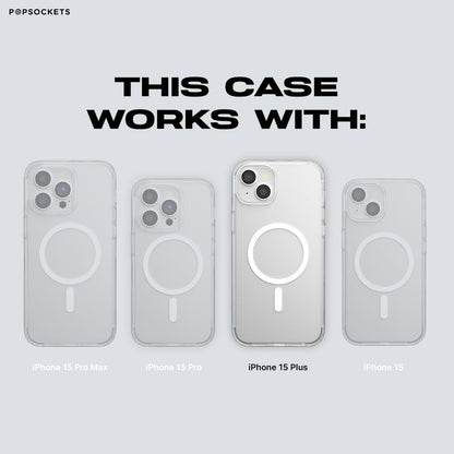 PopSockets iPhone 15 Plus Case with Phone Grip and Slide Compatible with MagSafe, Phone Case for iPhone 15 Plus, Wireless Charging Compatible - French Navy