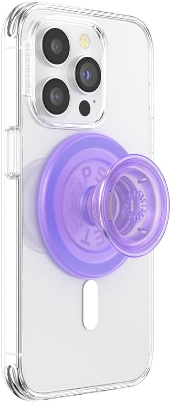 PopSockets Phone Grip for MagSafe with Kickstand, Magnetic Stand, Swappable Top, Secure Hold for iPhone MagSafe Cases, Phone & Tablet Grip - Lavender Translucent