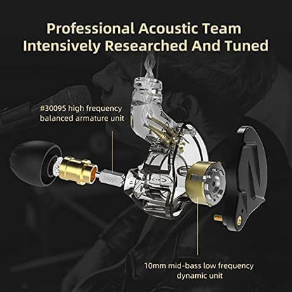 KZ ZSN PRO X in-Ear Earbud Headphones with Mic Dual Driver 1BA+1DD Hybrid Wired Earbuds Earphones Compatible with Android, iPhone, iPad, Laptops, MP3 and Most 3.5mm Interface (Black with Mic)