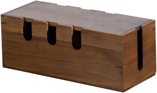 Large Cable Management Box, Wooden Cord Hider Desk Organizer, Power Strip and Cord Hider Box, Surge Protector Floor Cable Organizer, for Desktop Home Office Kitchen