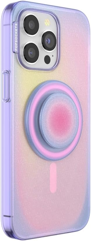PopSockets iPhone 15 Pro Max Case with Round Phone Grip Compatible with MagSafe, Phone Case for iPhone 15 Pro Max, Wireless Charging Compatible, Cute Aura