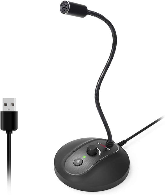 JOUNIVO USB Computer Microphone with Mute Button, Plug&Play Condenser, Desktop, PC, Laptop, Mac, PS4 Mic -360 Gooseneck Design -Recording, Dictation, YouTube, Gaming, Streaming