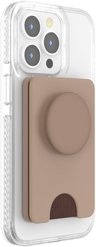 PopSockets Phone Wallet with Expanding Grip and Adapter Ring for MagSafe, Phone Card Holder, Wireless Charging Compatible, Wallet Compatible with MagSafe, Cute PopSockets - Latte