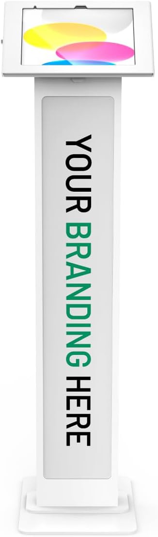iPad 10th-11th (A16) Gen, Apex Enclosure Brandable Floor Stand - White
