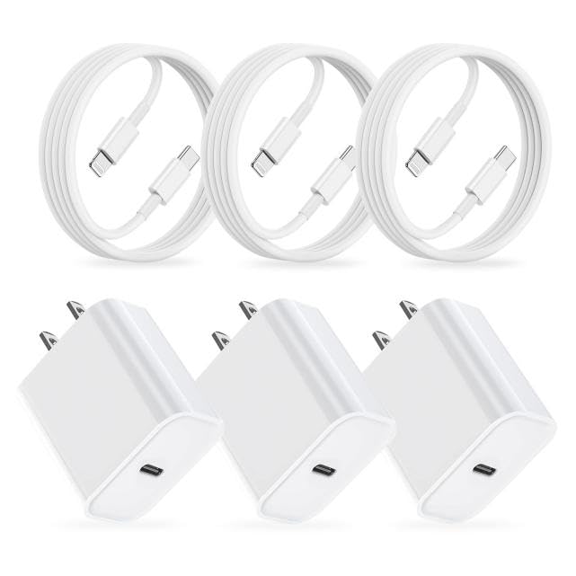for iPhone Charger Fast Charging, 3Pack USB C Charger Block with USB C to Lightning Cable Cord, Type C Fast Charging Block Compatible with iPhone 14 Pro Max/14 Plus/13/13 Mini/12/11/XS Max/XR/X/8/7/SE