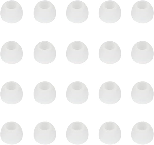 10 Pairs Silicone Medium Replacement Ear Tips - Eartips for In-Ear Headphones - Rubber Tips Earbud Covers - Earbud Cap (White)